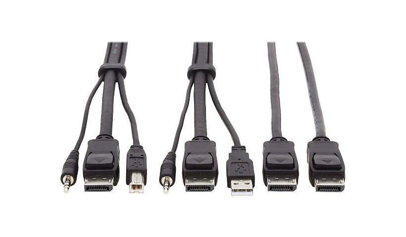 Tripp Lite Dual DisplayPort KVM Cable Kit 4K USB 3.5 mm Audio 3xM/3xM 10ft - video / USB / audio cable - 3.05 m