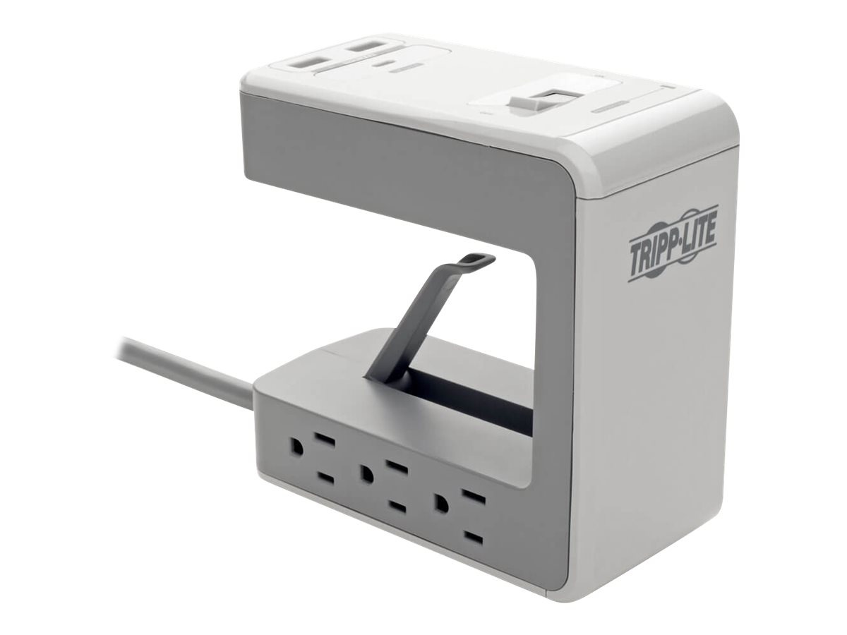 Tripp Lite Surge Protector Desk Clamp 6-Outlet 2 USB-A; 1 USB-C 8ft Cord