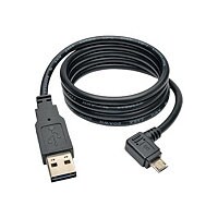 Tripp Lite Reversible USB Charge Cable A to Right Angle 5-Pin Micro B 3'