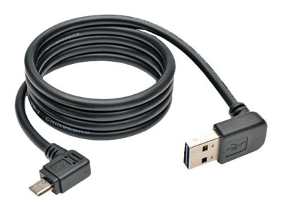 Tripp Lite Reversible USB Charge Cable Up Down A to Right 5-Pin Mic B 3'