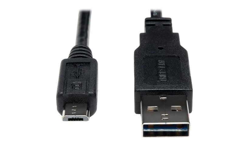 Tripp Lite USB 2.0 Reversible Charging Cable 24AWG A 5Pin Micro B 10pc 1ft