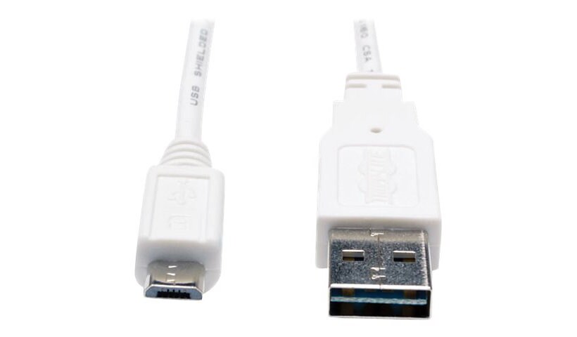 Tripp Lite 3ft USB 2.0 Universal Reversible Cable A to 5Pin Micro B White