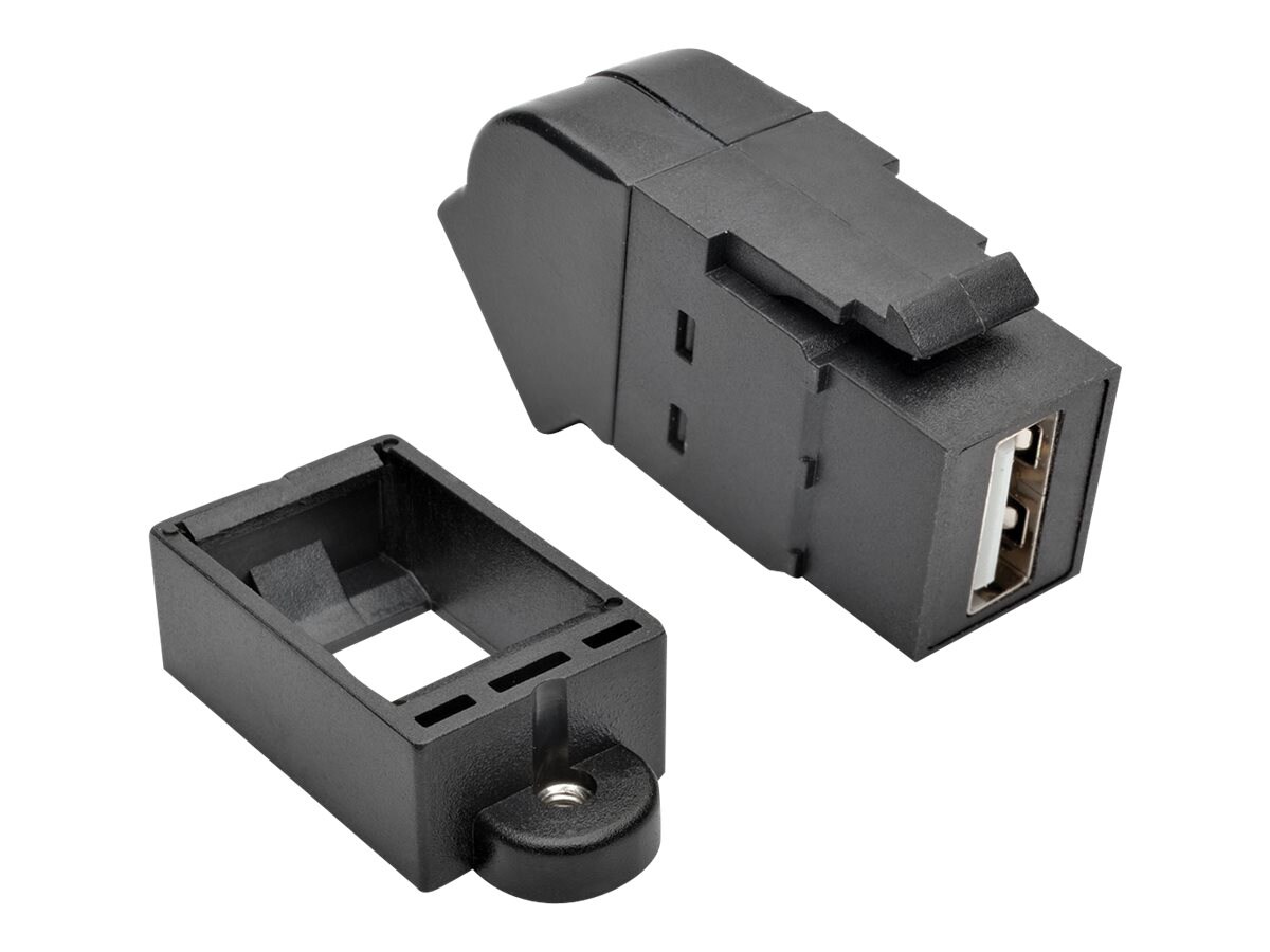 Tripp Lite USB 2.0 Keystone Panel Mount Coupler All-in-One Angled F/F Black