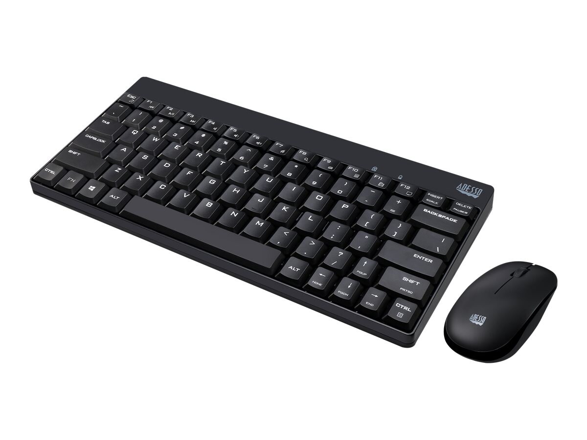Adesso WKB-1100CB - Wireless Spill Resistant Mini Keyboard & Mouse Comb