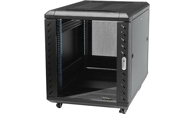 StarTech.com 15U 19" Server Rack Cabinet Mobile 4 Post Adjustable Depth 6-32" Locking Door w/Casters