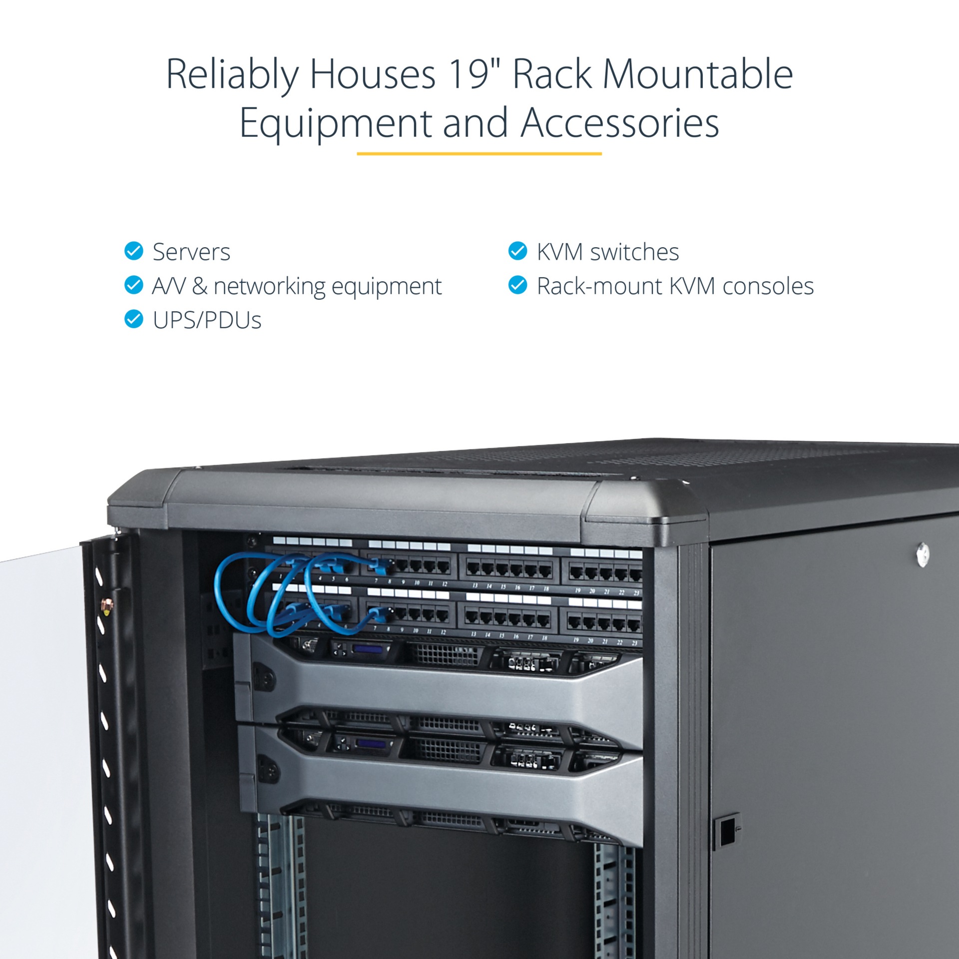Thumbnail 4 of 11 for StarTech.com 4-Post 15U Server Rack Cabinet, 19" Data Rack Cabinet for Computer / IT Equipment, Half-Height Network Rack