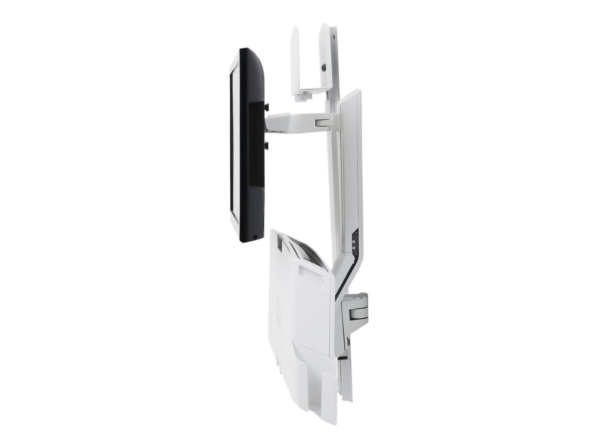 Ergotron SV Combo System With Worksurface & Pan - Small CPU Holder - White