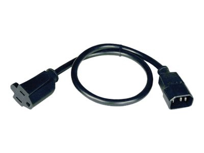 Thumbnail 2 of 4 for Eaton Tripp Lite Series NEMA 5-15R to C14 Computer AC Power Cable - 13A, 125V, 16 AWG, 2 ft. (0.61 m), Black - power