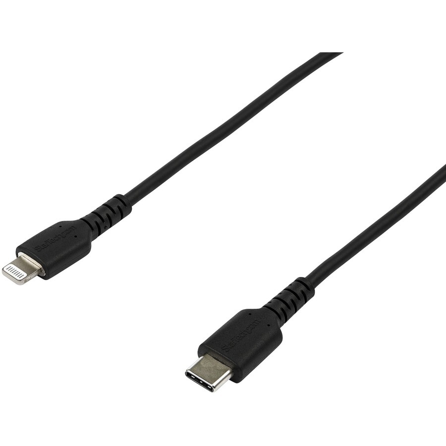 StarTech.com 6 foot/2m Durable Black USB-C to Lightning Cable, Rugged Heavy Duty Charging/Sync Cable for Apple