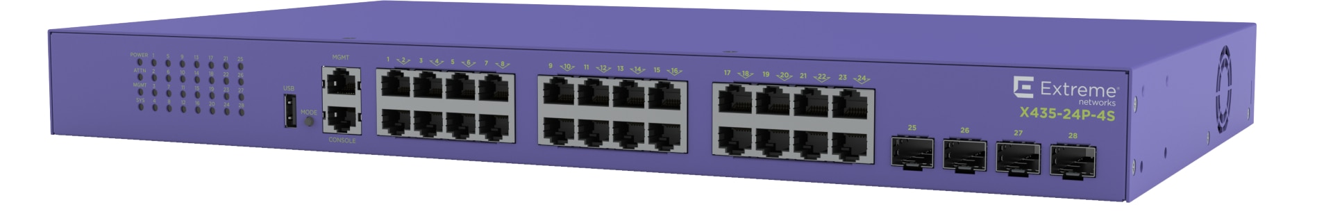 Extreme Networks ExtremeSwitching X435-24P-4S - switch - 24 ports - managed - rack-mountable