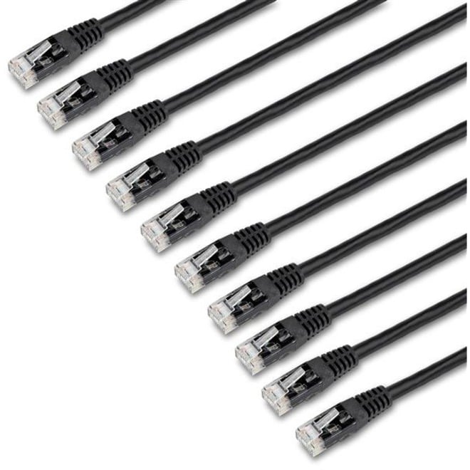 StarTech.com 6 ft. CAT6 Ethernet cable  - 10 Pack - ETL Verified - Black Patch Cord - Molded RJ45 Connectors UTP