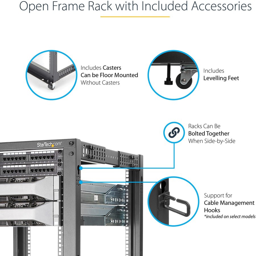 StarTech 4-Post 15U Mobile Open Frame Server Rack - Thumbnail 4