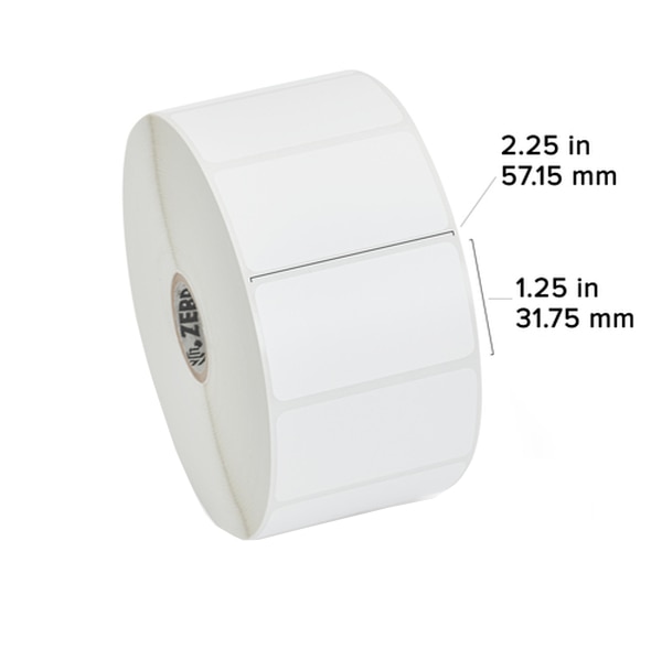 Zebra Label, Paper, 2.25 x 1.25in, Thermal Transfer, Z-Select 4000T, 1 in