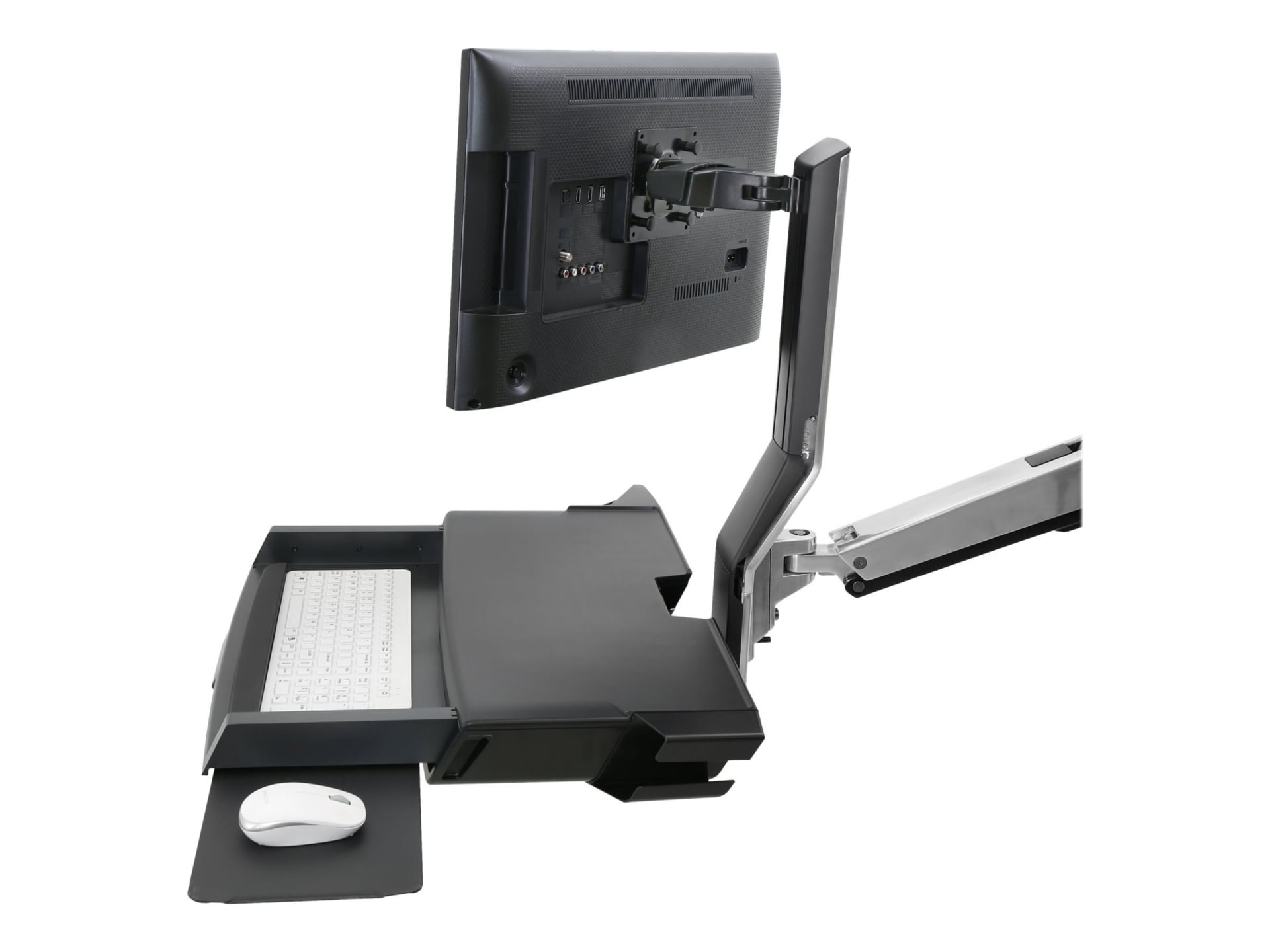 Ergotron SV Combo System with Worksurface & Pan, Small CPU Holder mounting