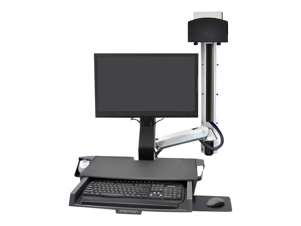 Ergotron SV Combo System with Worksurface & Pan, Small CPU Holder mounting