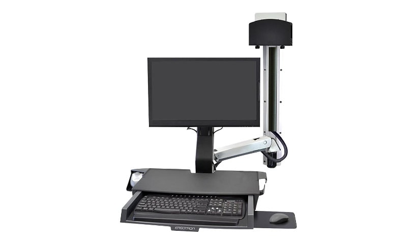 Ergotron SV Combo System with Worksurface & Pan, Small CPU Holder - mountin