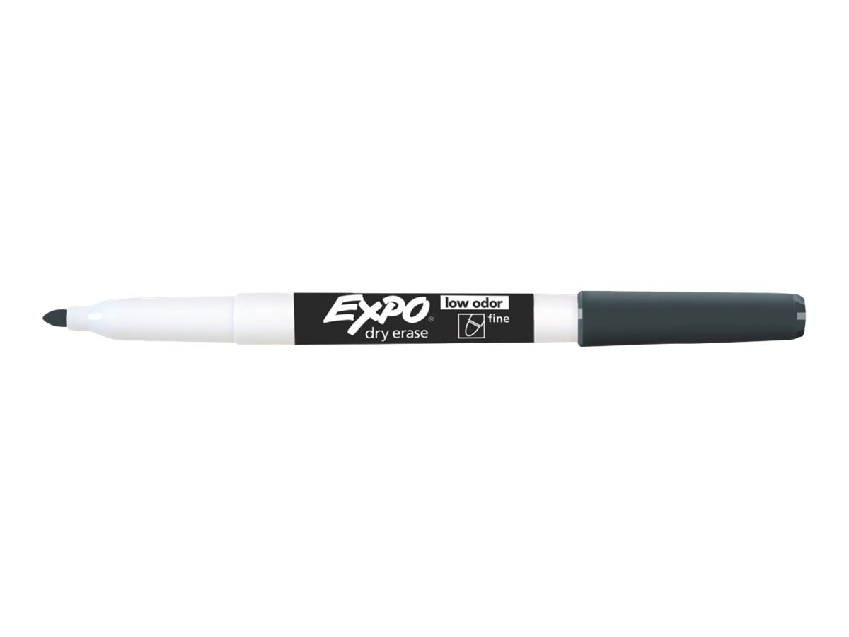 EXPO Low Odor Dry Erase Markers Bullet Tip BlackWhite Barrel Black