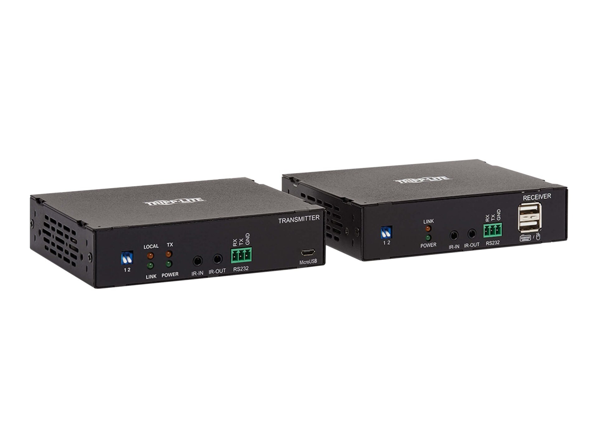 Eaton Tripp Lite Series HDMI over Fiber Extender Kit - 4K @ 60 Hz, HDR, RS-232, IR, USB, Duplex Multimode LC, 985 ft.,