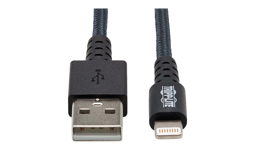 Eaton Tripp Lite Series Heavy-Duty USB-A to Lightning Sync/Charge Cable, UHMWPE and Aramid Fibers, MFi Certified - 1 ft.