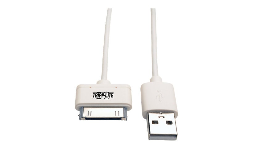 Câble Tripp Lite 3 pi avec connecteur USB (synch./rech.) 30 broches pour station de recharge, pour Apple, blanc