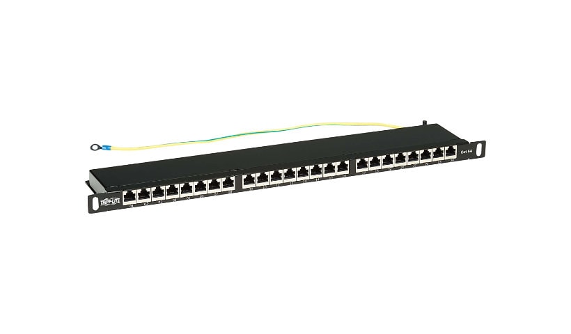 Tripp Lite Cat6a 24-Port High-Density Patch Panel - Shielded, Dual IDC, 568A/B, RJ45 Ethernet, 0.5U Rack-Mount - patch