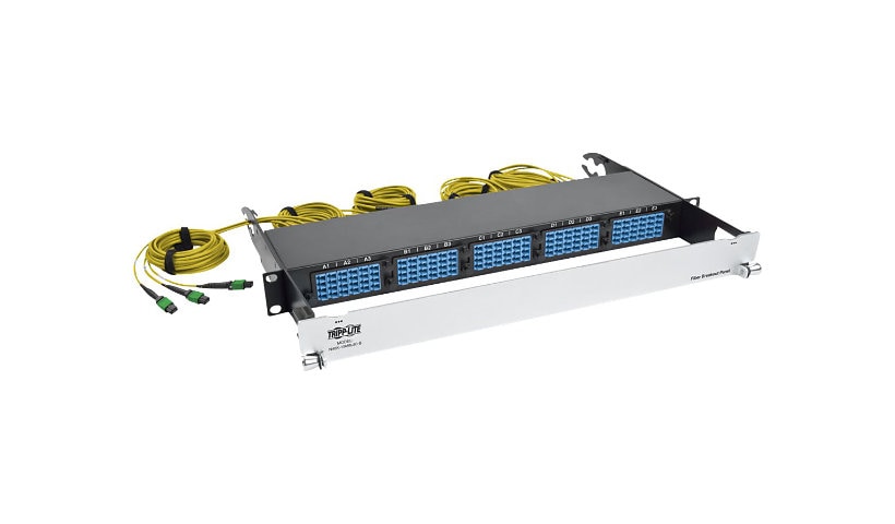 Tripp Lite 9/125 OM4 Pre-assembled 40GB-10GB Patch Panel 15MTP QSFP-60 LC - patch panel - 1U - 19"