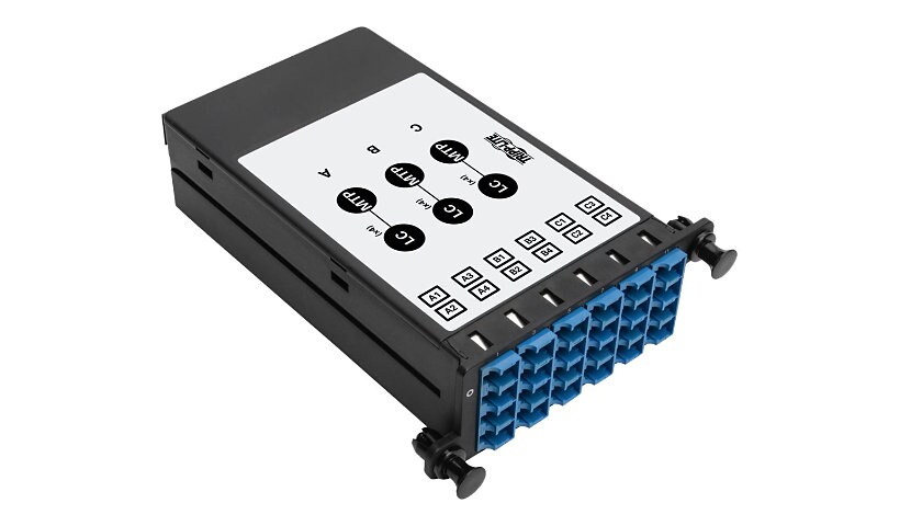 Tripp Lite 9/125 Singlemode Fiber 40/100 Gb to 10 Gb Breakout Cassette, (x3) 8-Fiber MTP/MPO (APC) to (x12) LC (UPC)