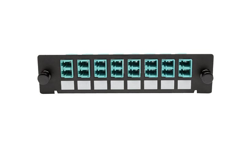 Tripp Lite Toolless Pass-Through Fiber Patch Panel MMF/SMF 8 LC Connectors, Black - patch panel