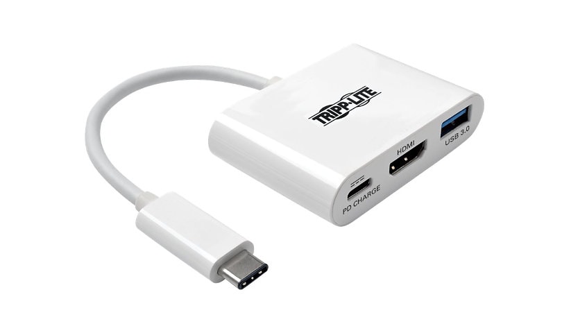 Tripp Lite USB C to HDMI Multiport Video Adapter Converter 1080p w/ USB-A Hub & USB-C PD Charging, Thunderbolt 3