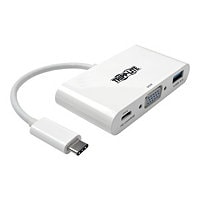 Tripp Lite USB C to VGA Multiport Video Adapter Converter w/ USB-A Hub, & USB-C PD Charging, Thunderbolt 3 Compatible