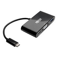 Tripp Lite USB C to VGA Multiport Adapter w/USB Hub PD Charging 1080p Black