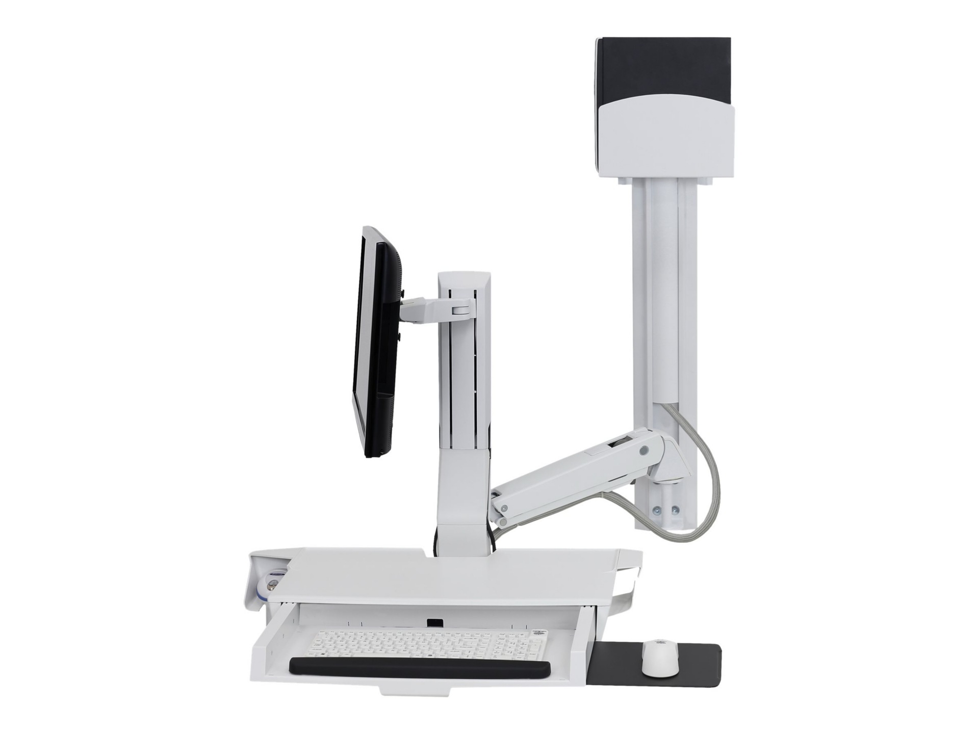 Ergotron SV Combo System with Worksurface & Pan, Small CPU Holder mounting