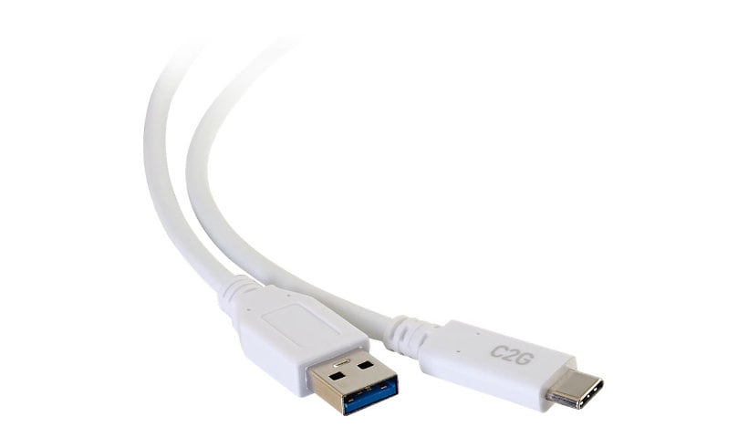 C2G 3ft USB C to USB SuperSpeed Cable - USB C to USB A Cable - USB 3.1 - 3A, 5Gbps - White - M/M