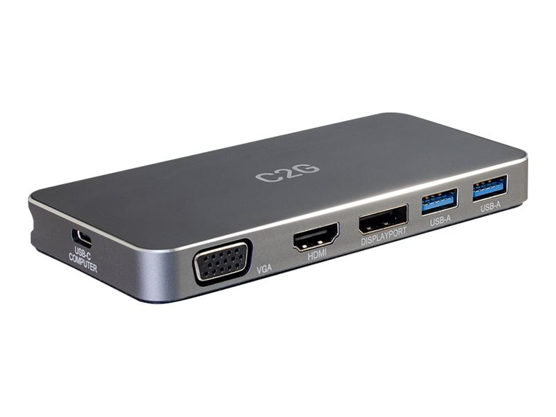 C2G USB C Docking Station - Dual Monitor Docking Station with 4K HDMI, DP, and VGA - Power Delivery up to 100W