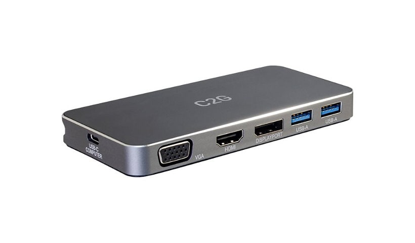 C2G USB C Docking Station - Dual Monitor Docking Station with 4K HDMI, DP, and VGA - Power Delivery up to 100W