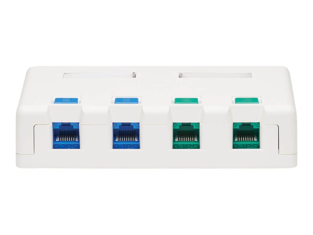 Eaton Tripp Lite Series Surface-Mount Box for Keystone Jacks - 4 Ports, White - boîtier du répartiteur surface réseau