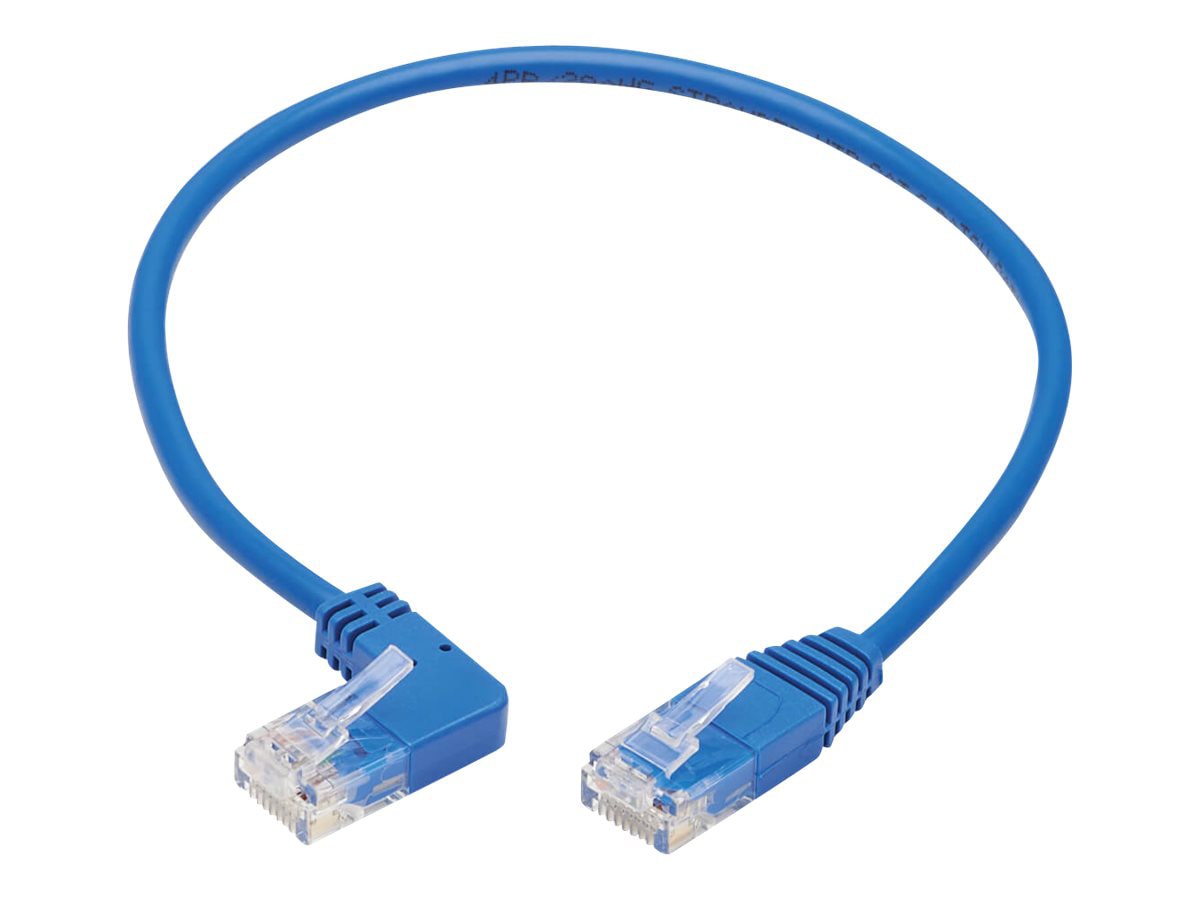 Eaton Tripp Lite Series Left-Angle Cat6 Gigabit Molded Slim UTP Ethernet Cable (RJ45 Left-Angle M to RJ45 M), Blue, 1