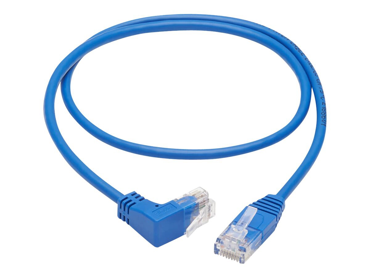 Tripp Lite Up-Angle Cat6 Gigabit Molded Slim UTP Ethernet Cable (RJ45 Right-Angle Up M to RJ45 M), Blue, 2 ft. - patch