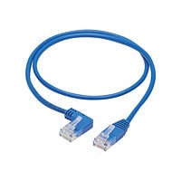 Eaton Tripp Lite Series Left-Angle Cat6 Gigabit Molded Slim UTP Ethernet Cable (RJ45 Left-Angle M to RJ45 M), Blue, 3