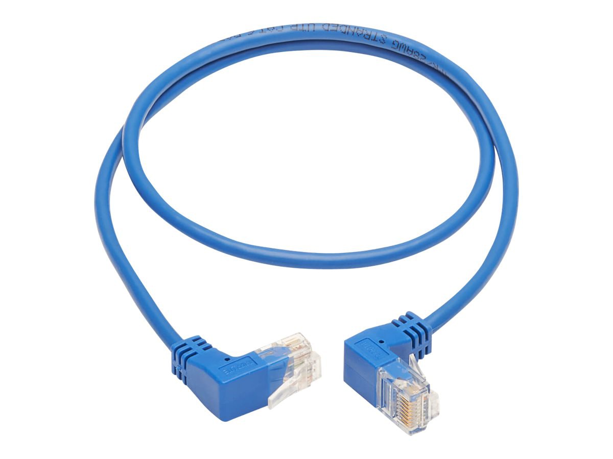 Tripp Lite Up/Down-Angle Cat6 Gigabit Molded Slim UTP Ethernet Cable (RJ45 Up-Angle M to RJ45 Down-Angle M), Blue, 3 ft.