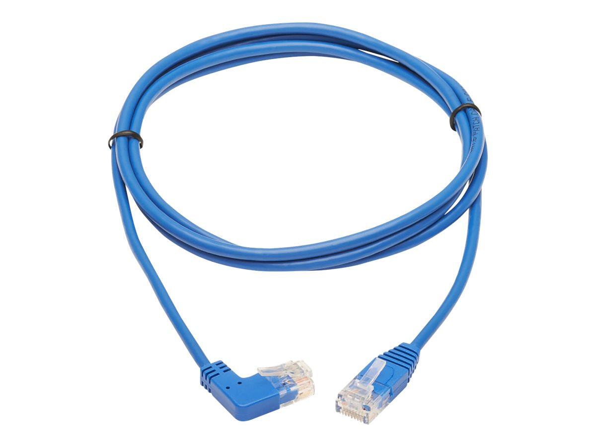 Eaton Tripp Lite Series Right-Angle Cat6 Gigabit Molded Slim UTP Ethernet Cable (RJ45 Right-Angle M to RJ45 M), Blue, 7