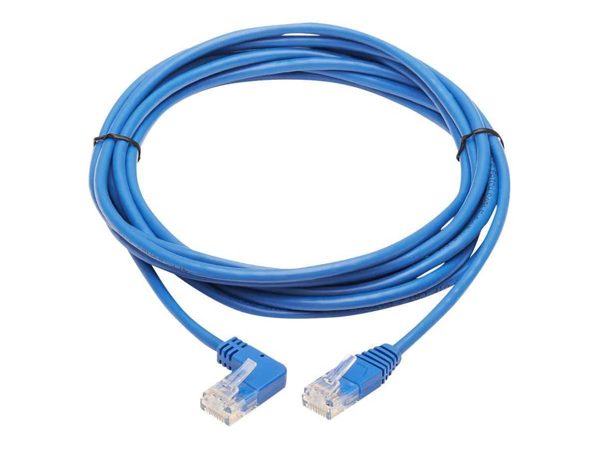 Eaton Tripp Lite Series Left-Angle Cat6 Gigabit Molded Slim UTP Ethernet Cable (RJ45 Left-Angle M to RJ45 M), Blue, 10