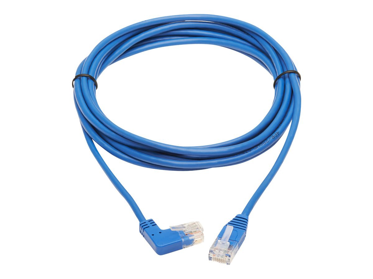 Eaton Tripp Lite Series Right-Angle Cat6 Gigabit Molded Slim UTP Ethernet Cable (RJ45 Right-Angle M to RJ45 M), Blue, 10