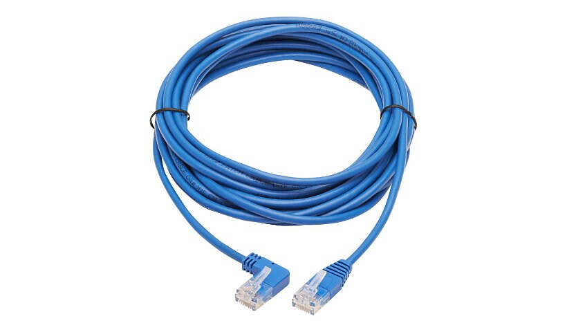 Eaton Tripp Lite Series Left-Angle Cat6 Gigabit Molded Slim UTP Ethernet Cable (RJ45 Left-Angle M to RJ45 M), Blue, 20