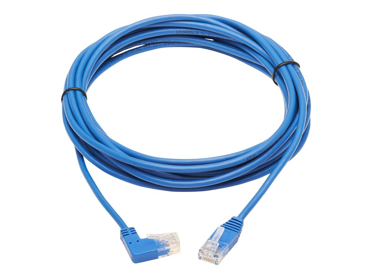 Eaton Tripp Lite Series Right-Angle Cat6 Gigabit Molded Slim UTP Ethernet Cable (RJ45 Right-Angle M to RJ45 M), Blue, 20
