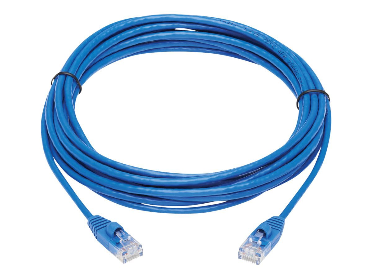 Eaton Tripp Lite Series Cat6a 10G Snagless Molded Slim UTP Ethernet Cable (RJ45 M/M), Blue, 15 ft. (4.57 m) - patch