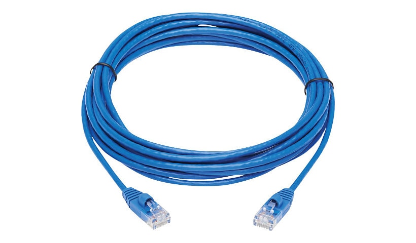 Eaton Tripp Lite Series Cat6a 10G Snagless Molded Slim UTP Ethernet Cable (RJ45 M/M), Blue, 15 ft. (4.57 m) - patch