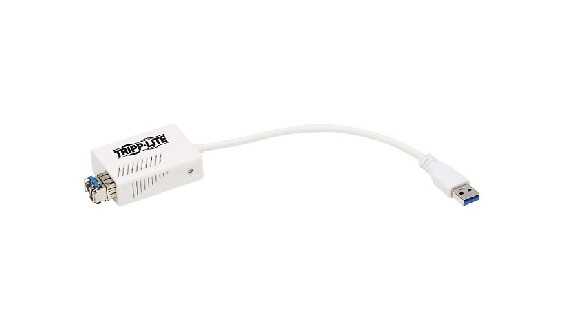 Tripp Lite USB 3.0 Singlemode Fiber Optic Transceiver Ethernet Adapter, 10/100/1000 Mbps, 1310nm, 5km, LC - network