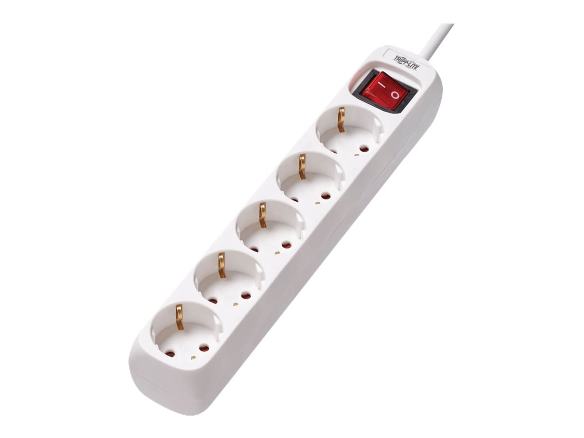 Tripp Lite 5-Outlet Power Strip - German Type F Schuko Outlets, 220-250V, 16A, 1.5 m Cord, Schuko Plug, White - power