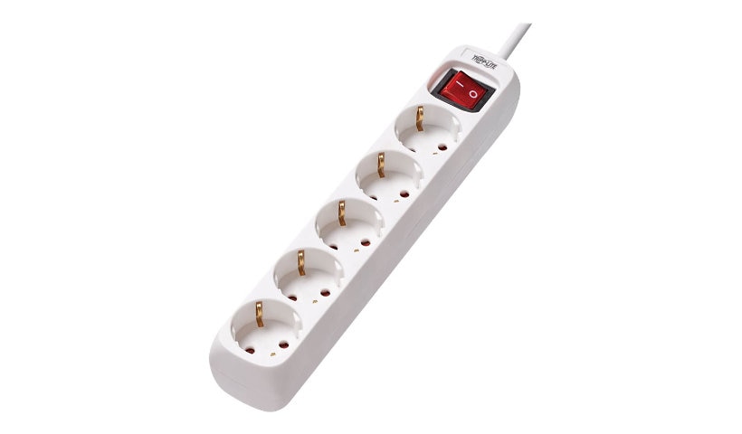 Tripp Lite 5-Outlet Power Strip - German Type F Schuko Outlets, 220-250V, 16A, 1.5 m Cord, Schuko Plug, White - power